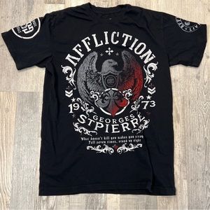 Affliction Shirt Mens Large Signature George St Pierre GSP Short Sleeve MMA